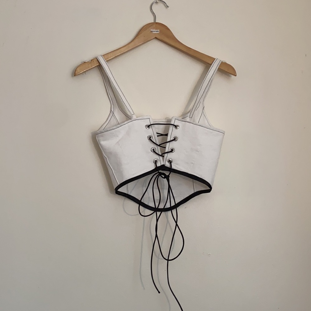 White Cotton Corset Made in Canada - Picture 3 of 9